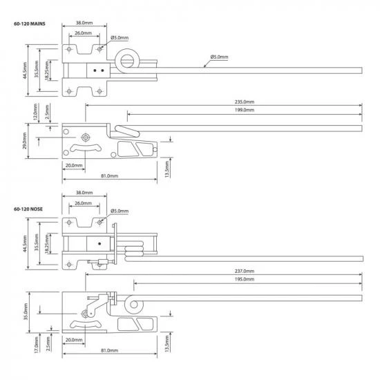 J Perkins Electric Retracts 60-120 Main Set And Legs(2) - Image 2